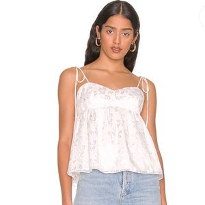 White floral tank with tie straps